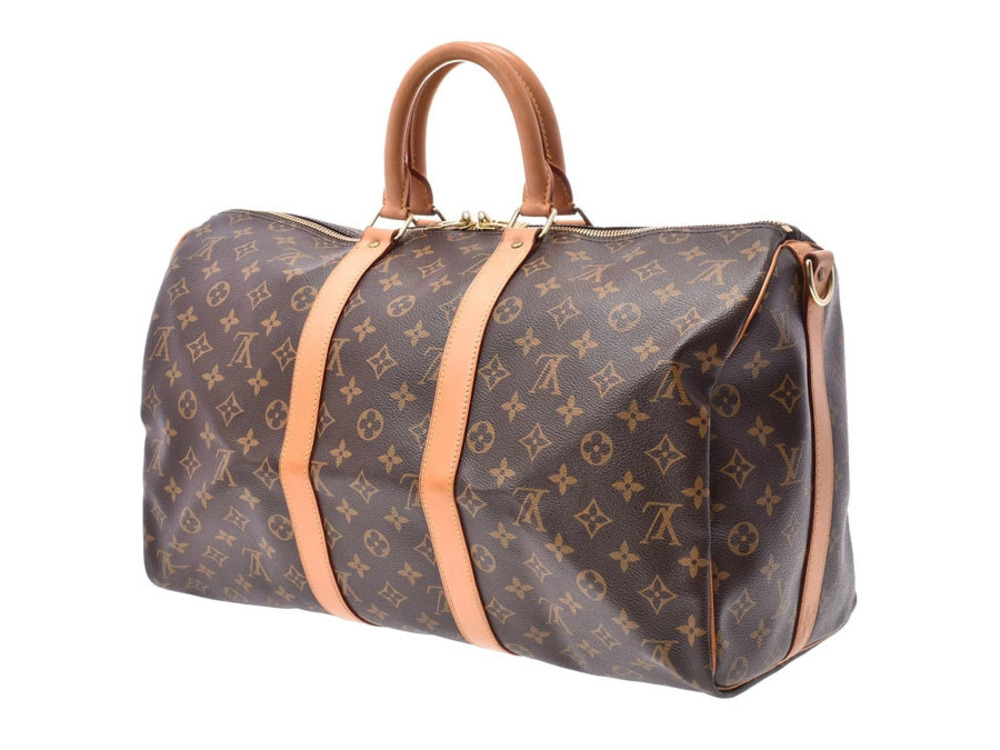 Louis Vuitton Brown Bag Leather Keepall Strap Boston Monogram - Picture 1 of 9